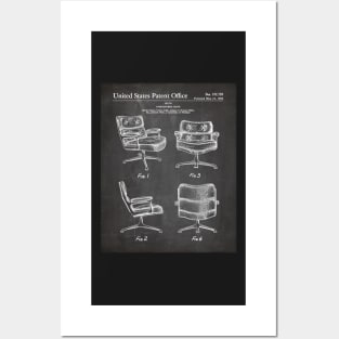 Chair Patent - Office Décor Modernist Design Art - Black Chalkboard Posters and Art